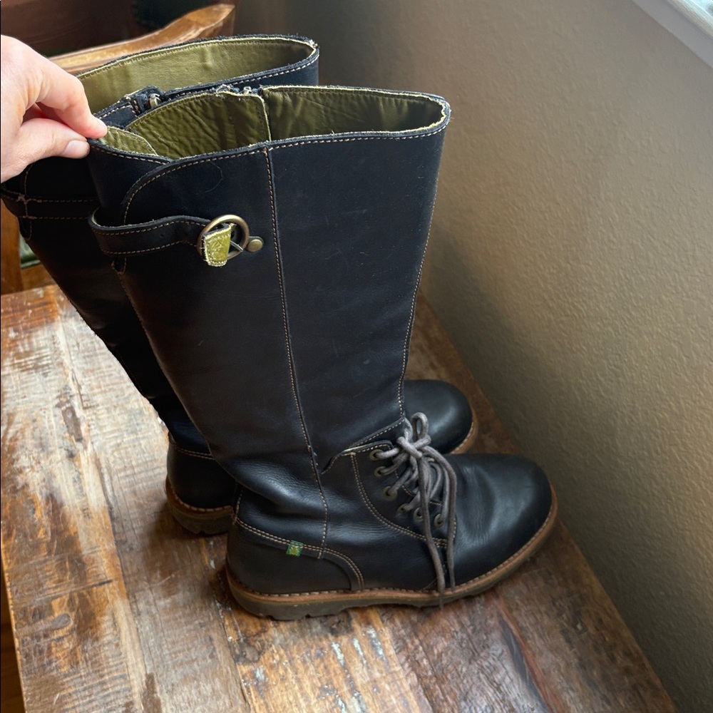 El Naturalista Lace Up Tall Leather Boots